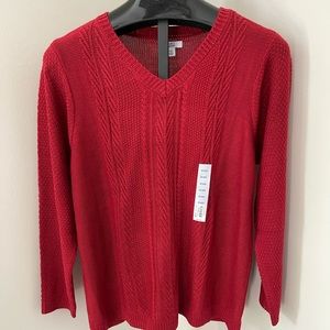 NWT Croft & Barrow Red cable knit Sweater